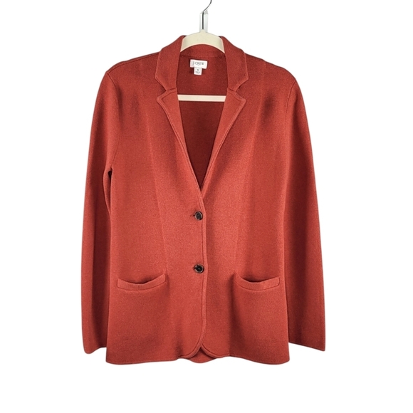 J. Crew Sweater Blazer Women's Size S Style G9309 Stretch Knit Button-Up Orange - Picture 1 of 8
